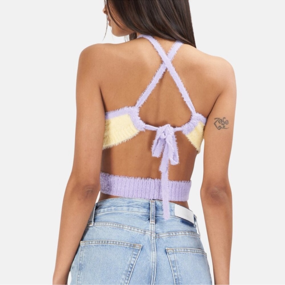 For Love & Lemons Maureen Fuzzy Knit Crop Top Aug sale - Picture 10 of 11